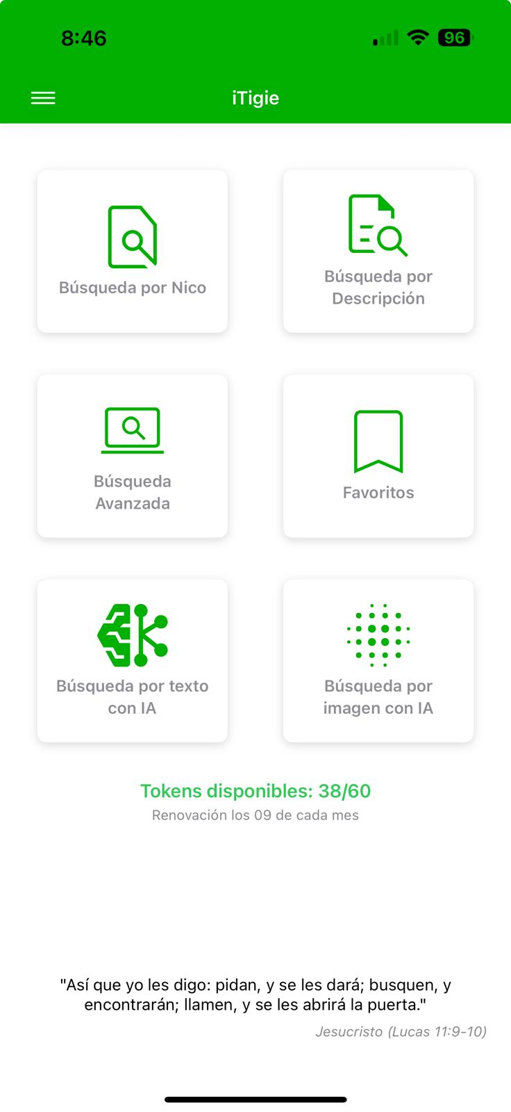 Dashboard real de la app iTigie